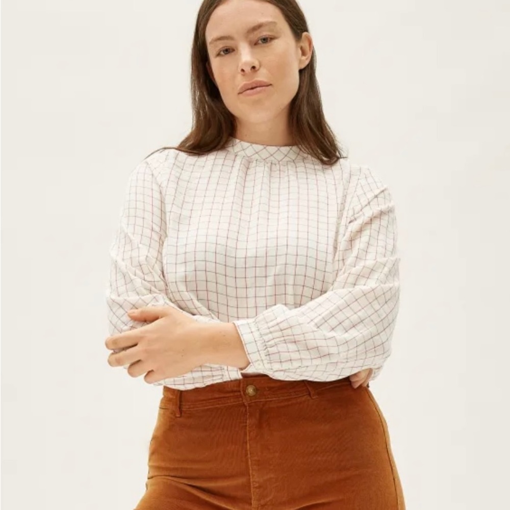 Everlane Double-Gauze Windowpane Top